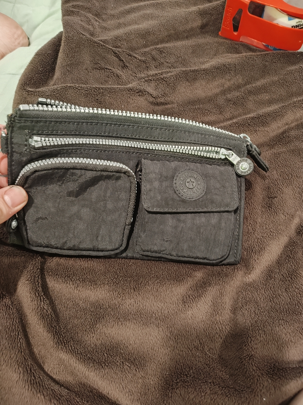 Kipling Black Multi-Pocket Mens Travel Organizer Wallet